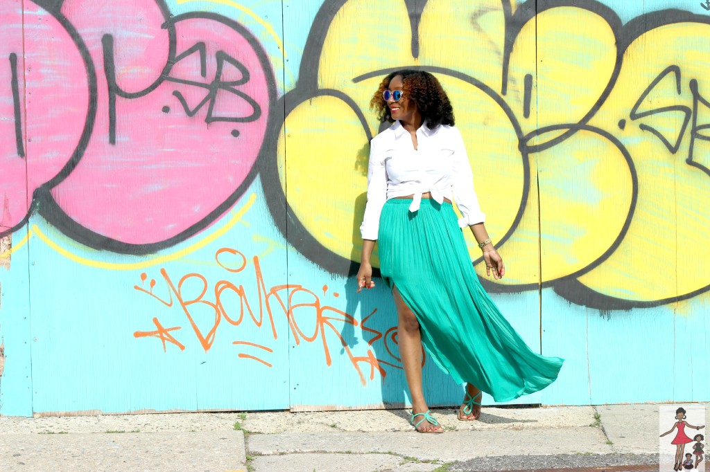 Button-up shirt and maxi skirt