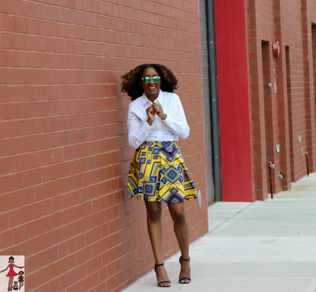 Yellow Skater Skirt with White Shirt