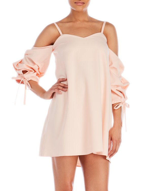 COld Shoulder Balloon Sleeve Dress