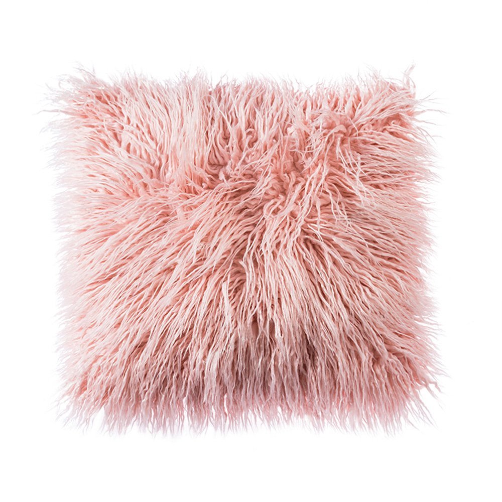 Rose Gold Faux Fur Throw Pillow