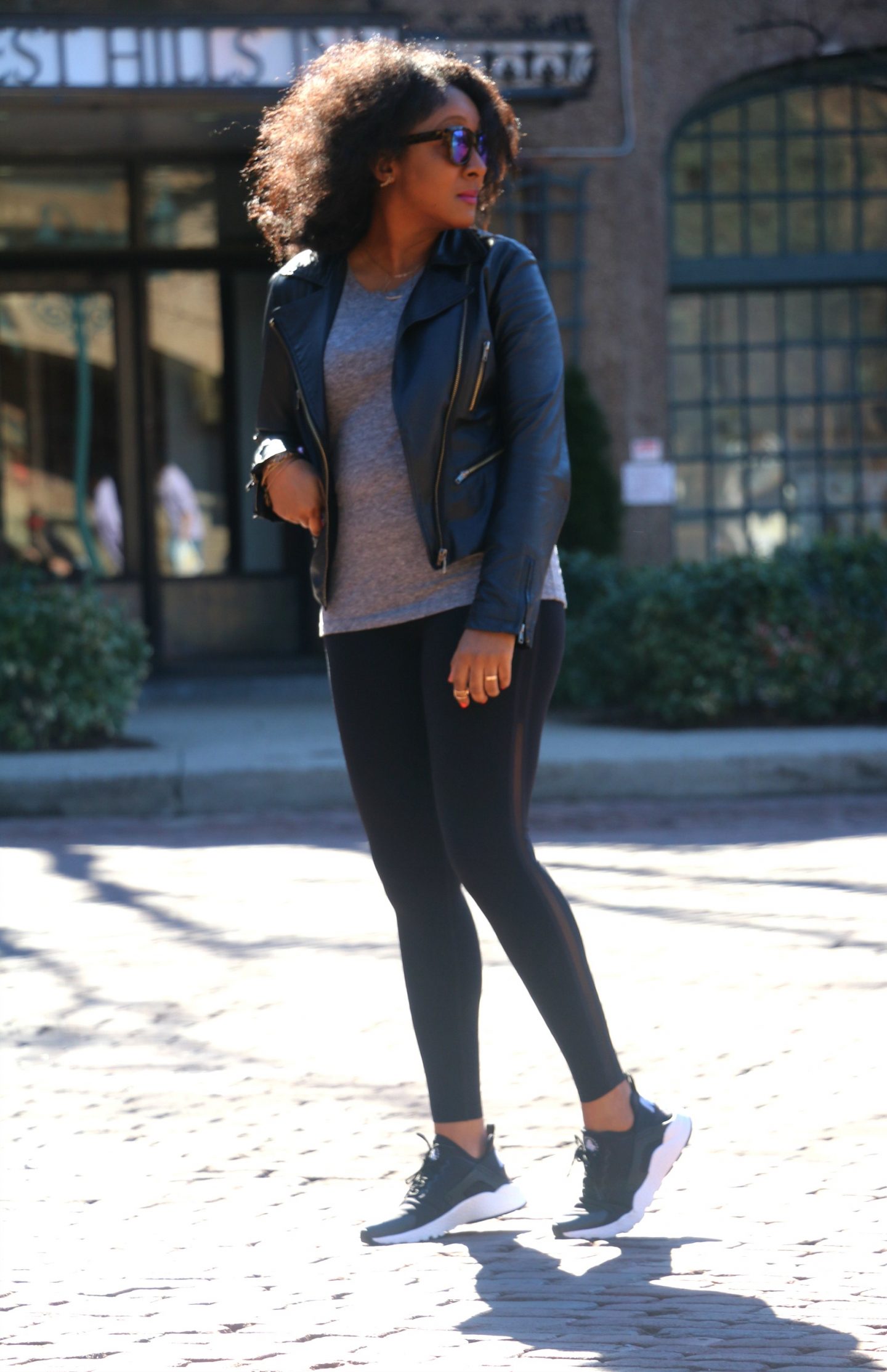 Navy Blazer, Black Tights, Navy Pumps — bows & sequins