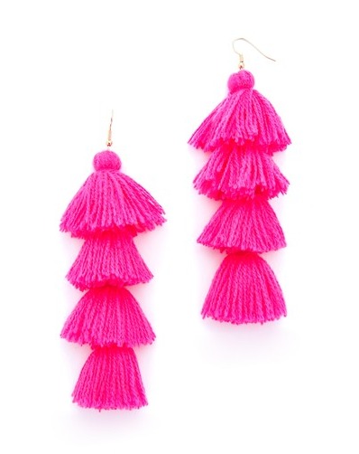 Hot Pink Tassel Earrings