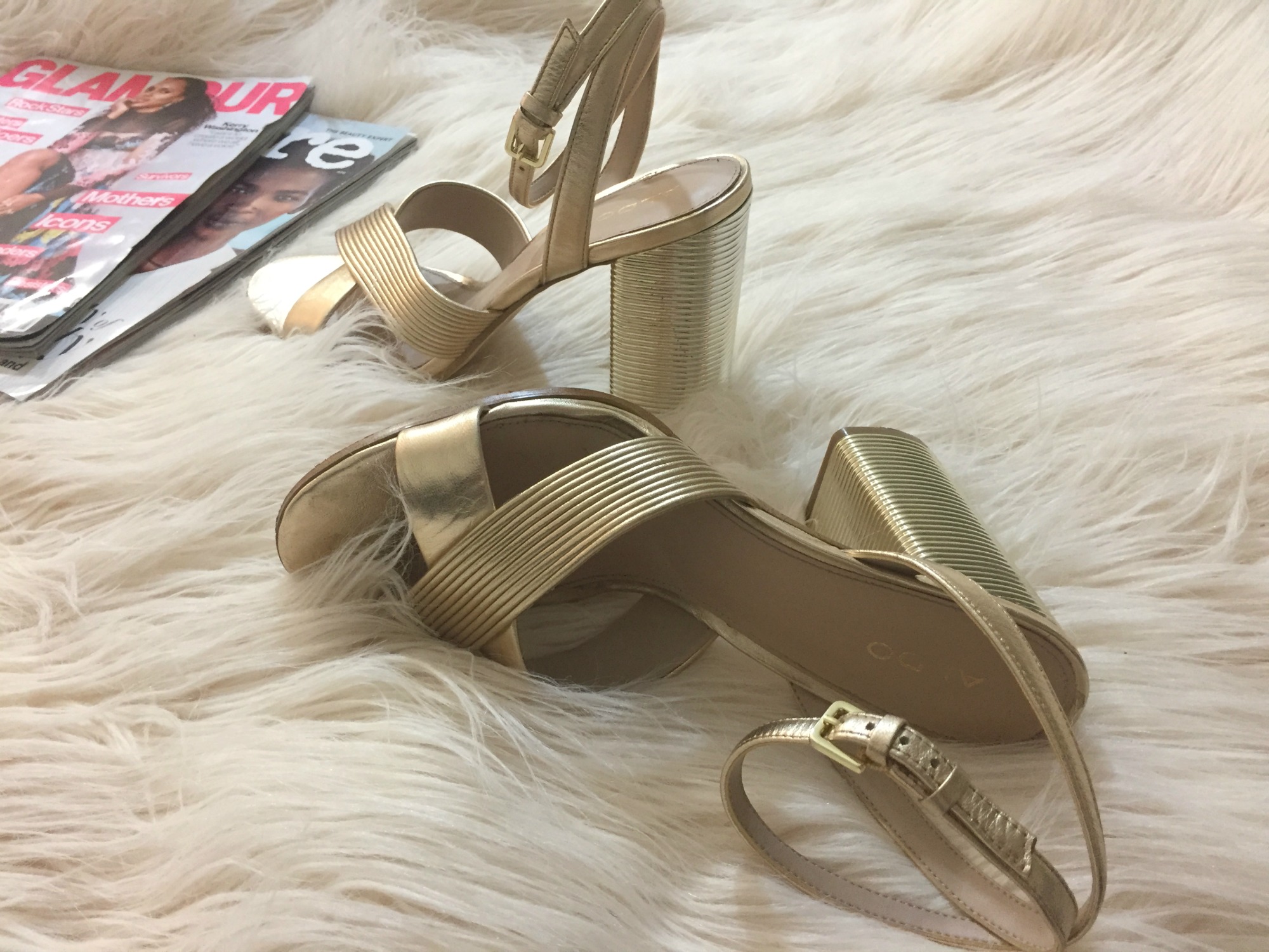 ALDO Petrusa Gold Block Heels