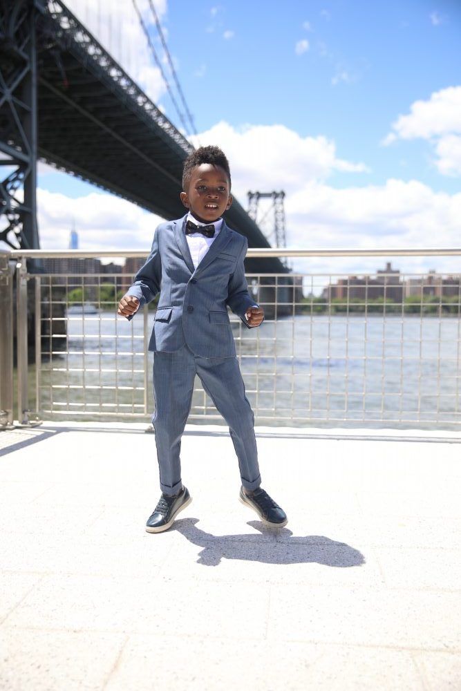 Dapper Style: Boys Suit with Leather Sneakers