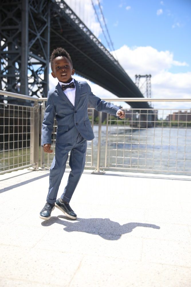 Dapper Style: Boys Suit with Leather Sneakers