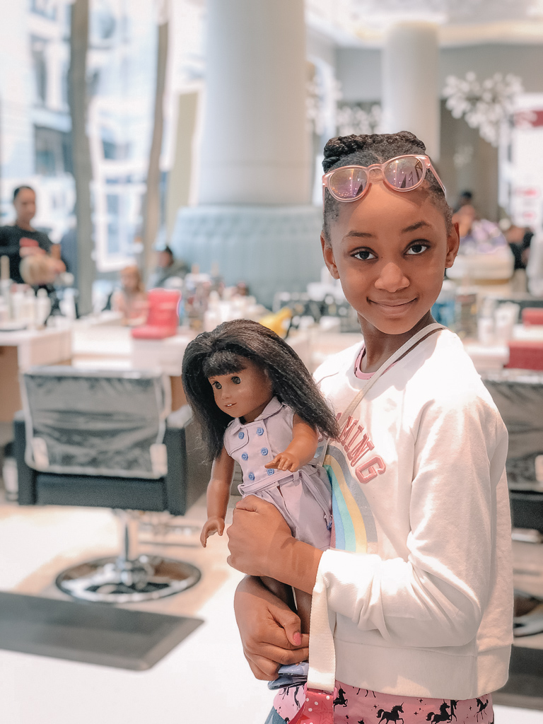 American Girl NYC Store Doll Hair Salon and Dining Experience Adanna