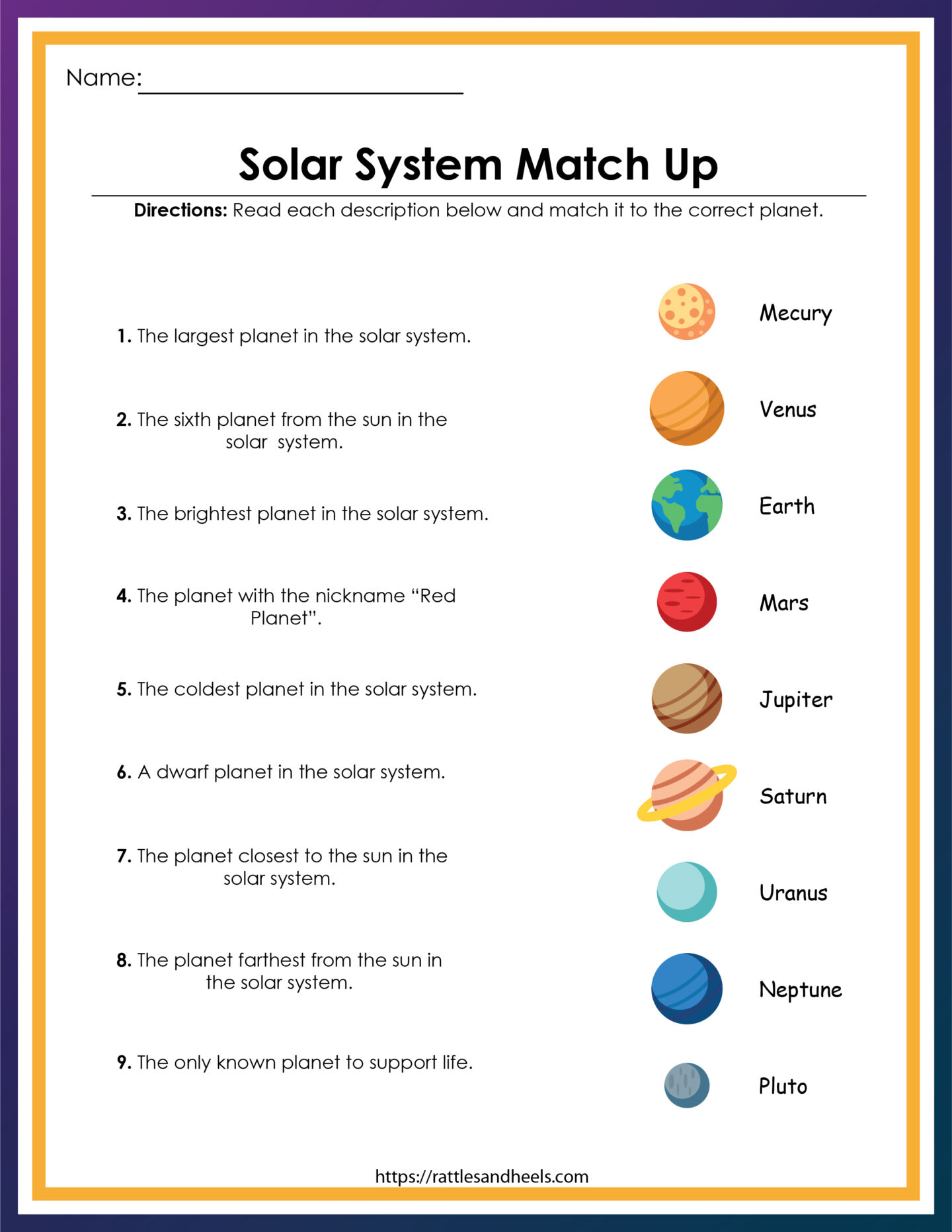 Solar System Worksheets 3rd Grade Printable