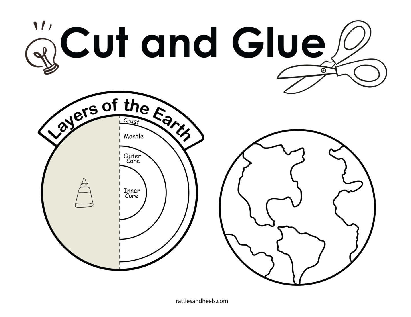 crust mantle core coloring sheet