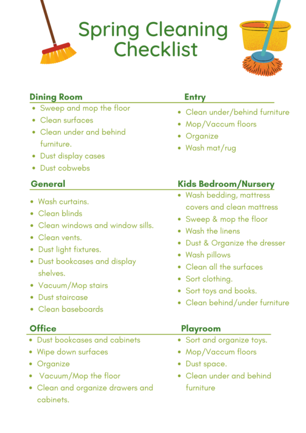 spring cleaning checklist room by room